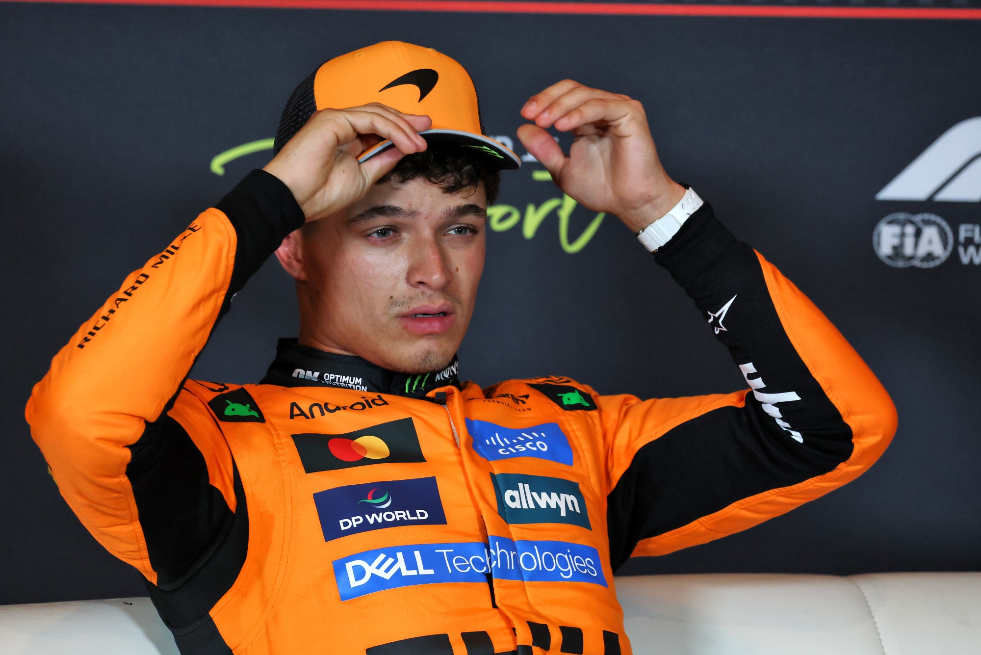 F1: Confira as imagens da pole de Piastri para o GP da Holanda Lando Norris (GBR) McLaren in the post qualifying FIA Press Conference.