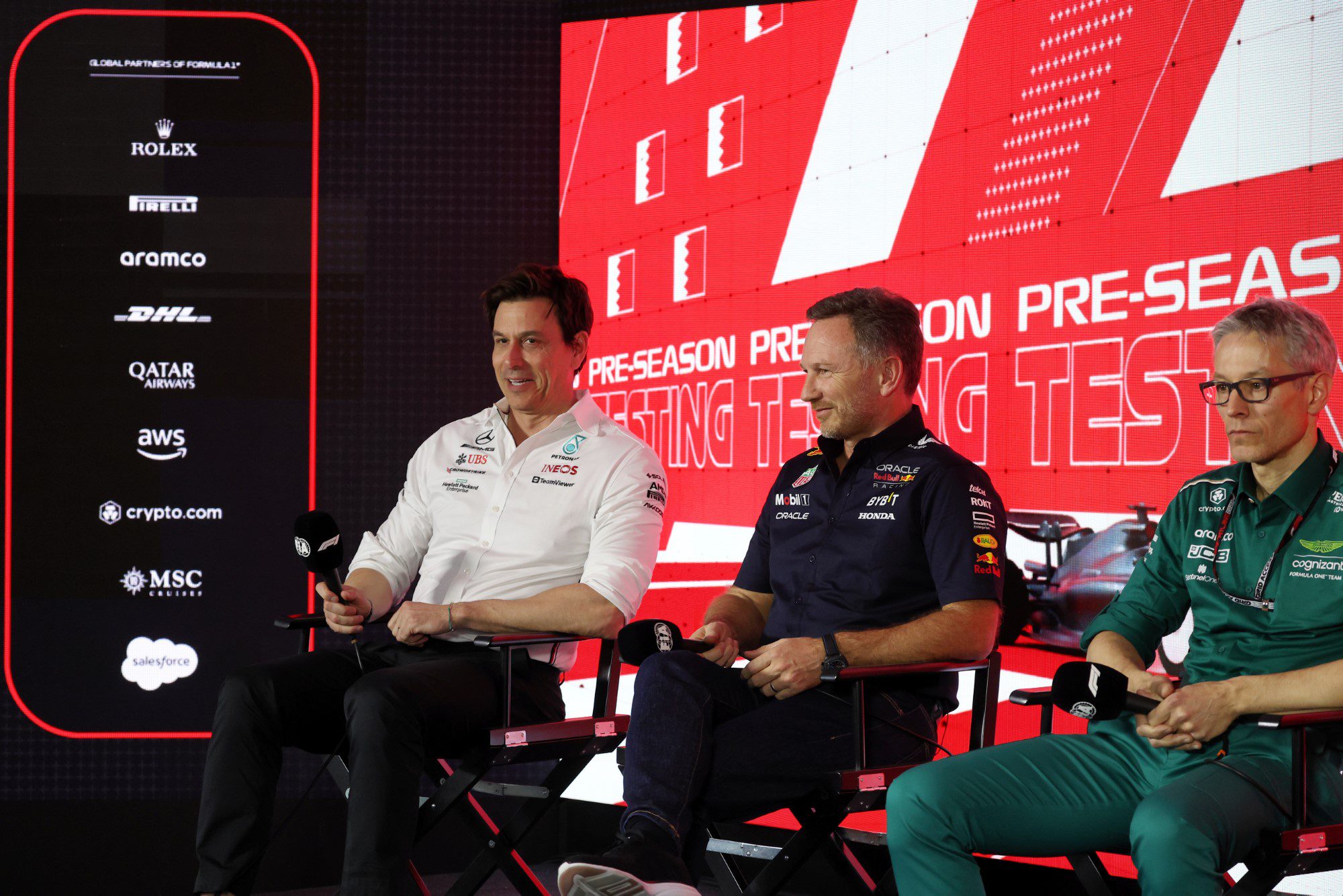 F1: Wolff admite sentir falta das disputas com Horner F1 2023, Testes, Bahrein