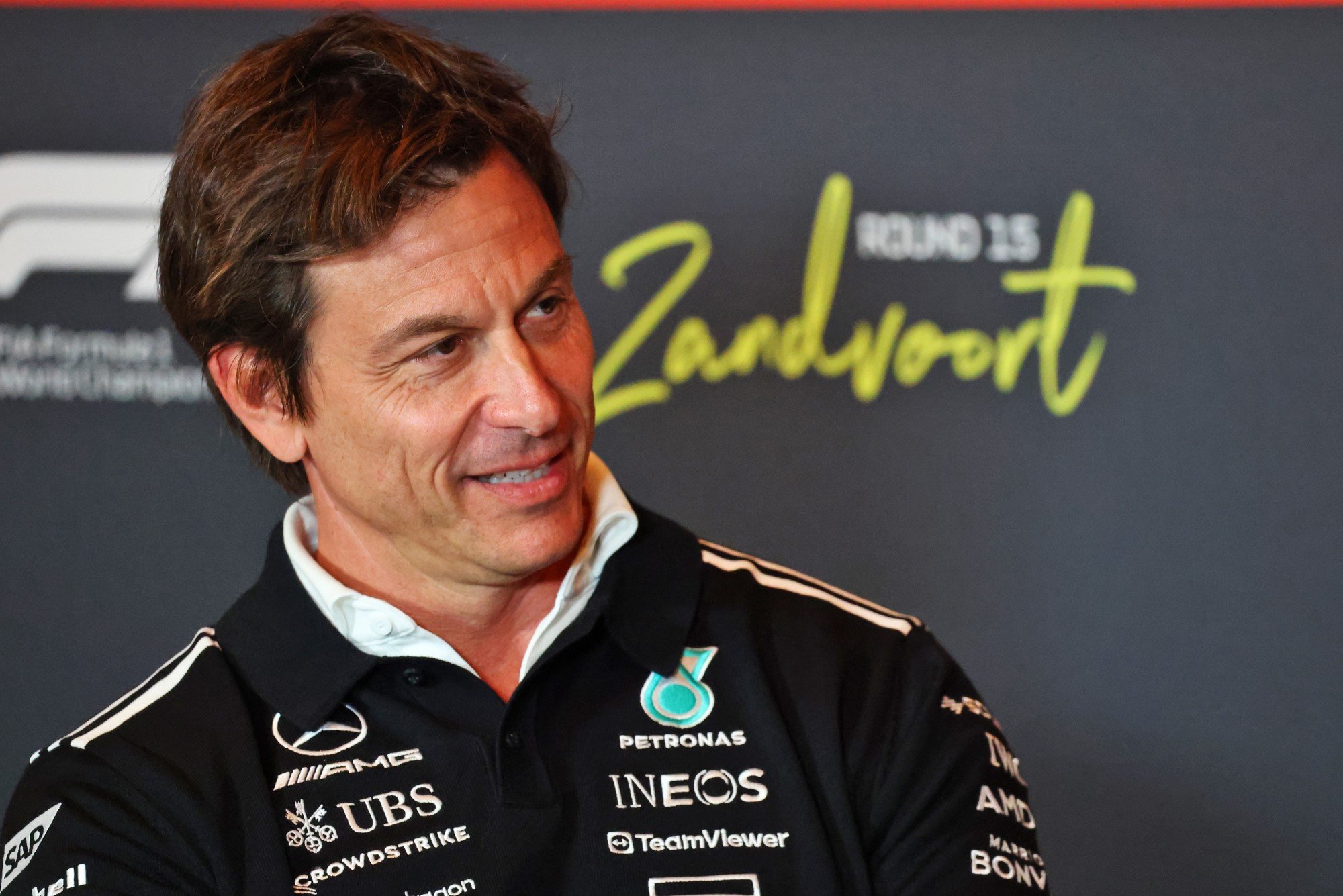 Toto Wolff (GER) Mercedes AMG F1 Shareholder and Executive Director in the FIA Press Conference.