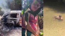 Mulher ateia fogo no carro do marido após flagrá-lo com suposta amante em rio de Vera 2