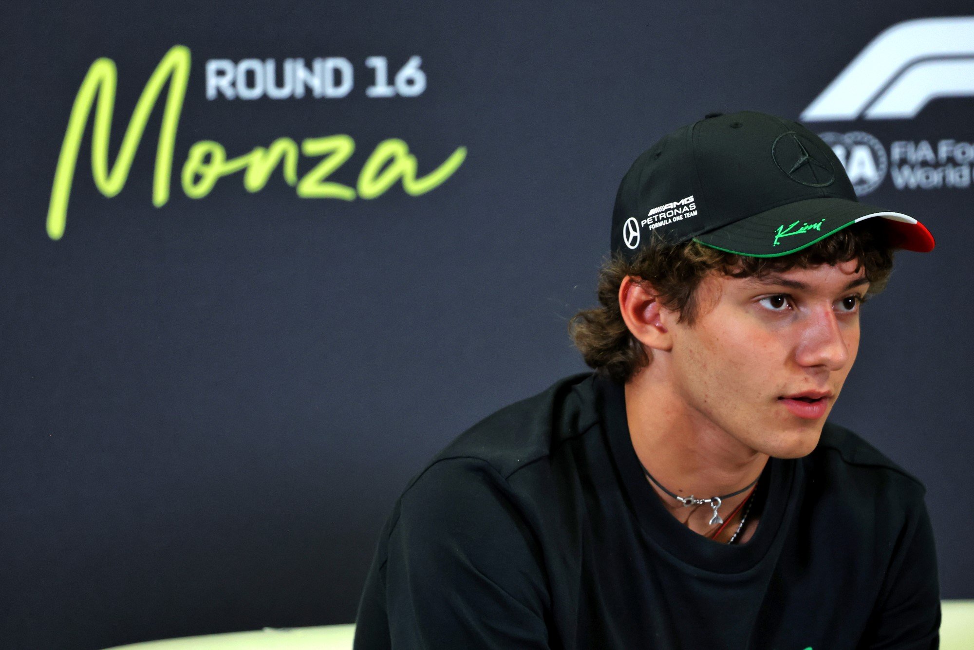 Andrea Kimi Antonelli (ITA) Mercedes AMG F1 in the FIA Press Conference.