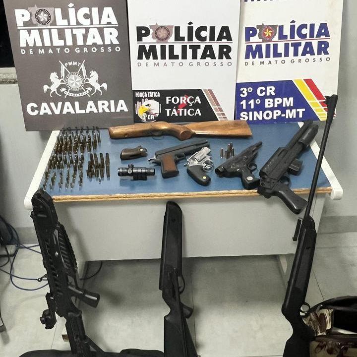 PM apreende armas de fogo e prende homem por disparos e ameaça em Sinop 2
