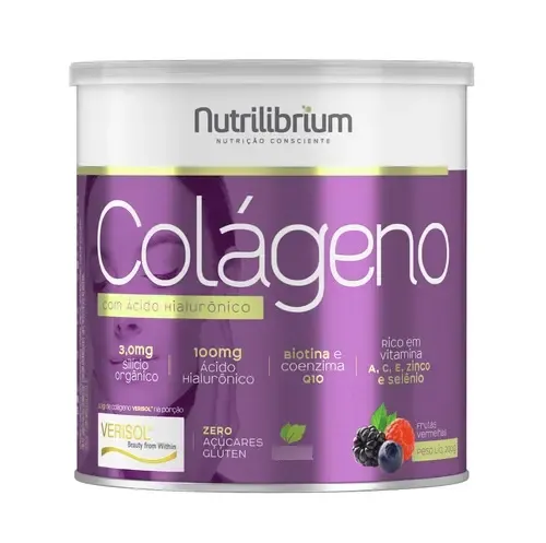 Colágeno Verisol Ácido Hialurônico Silício Orgânico Coq-10 Sabor Frutas Vermelhas